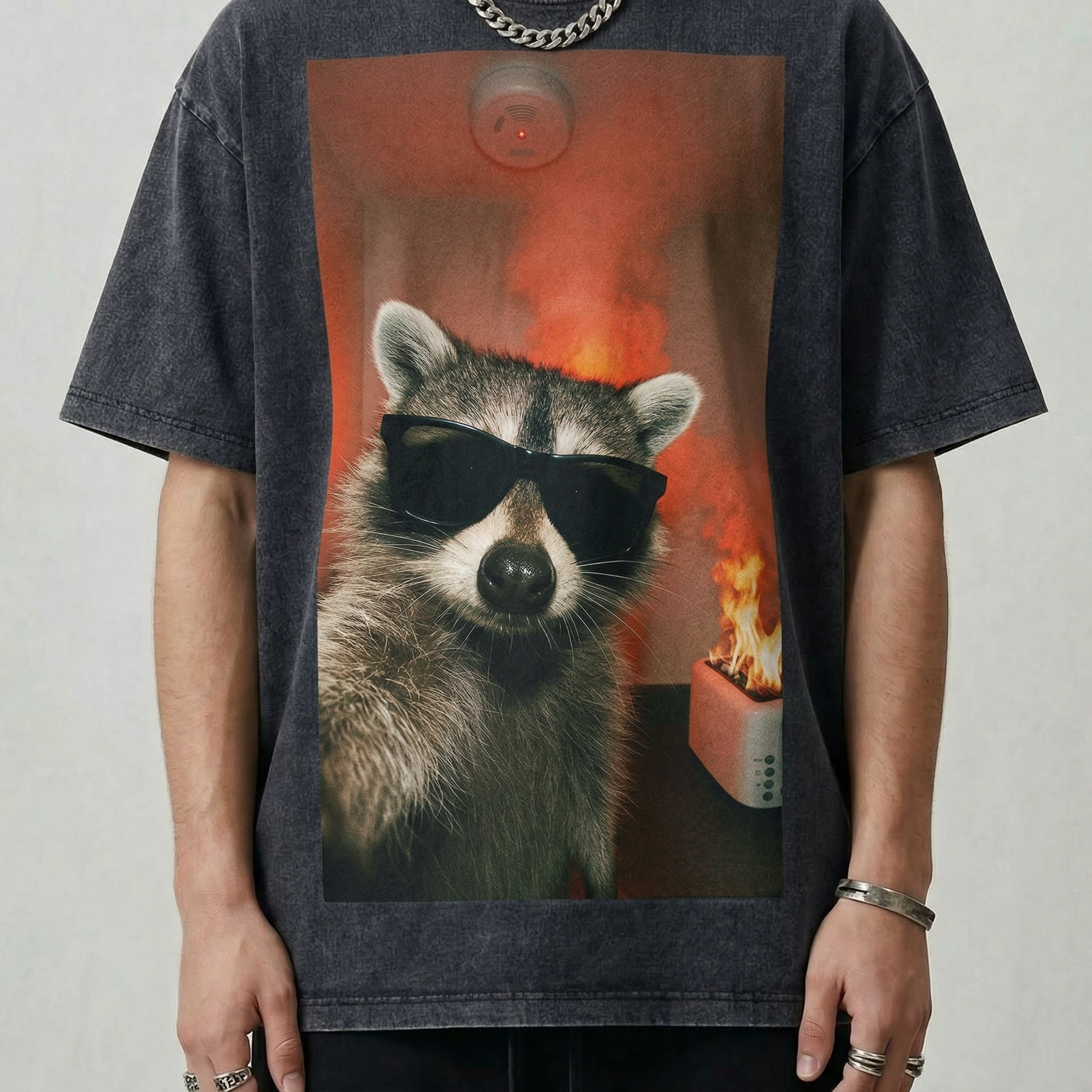 Toaster Fire Raccoon T-Shirt